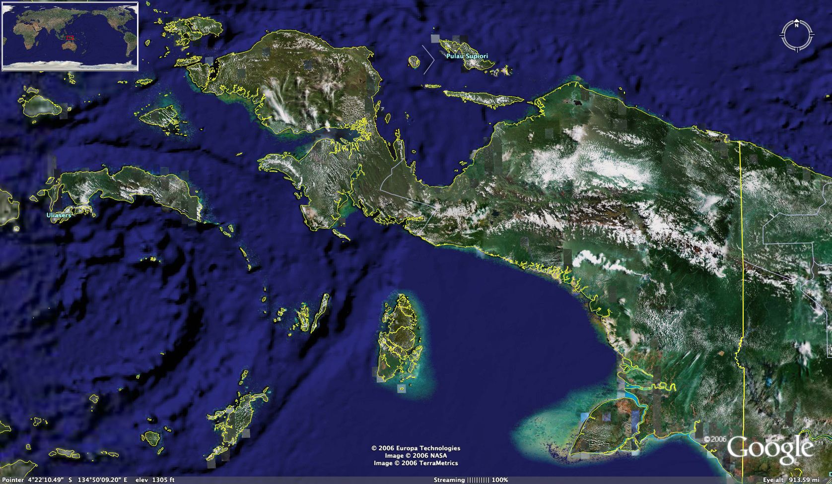 Irian Jaya / Papua Photo Satellite