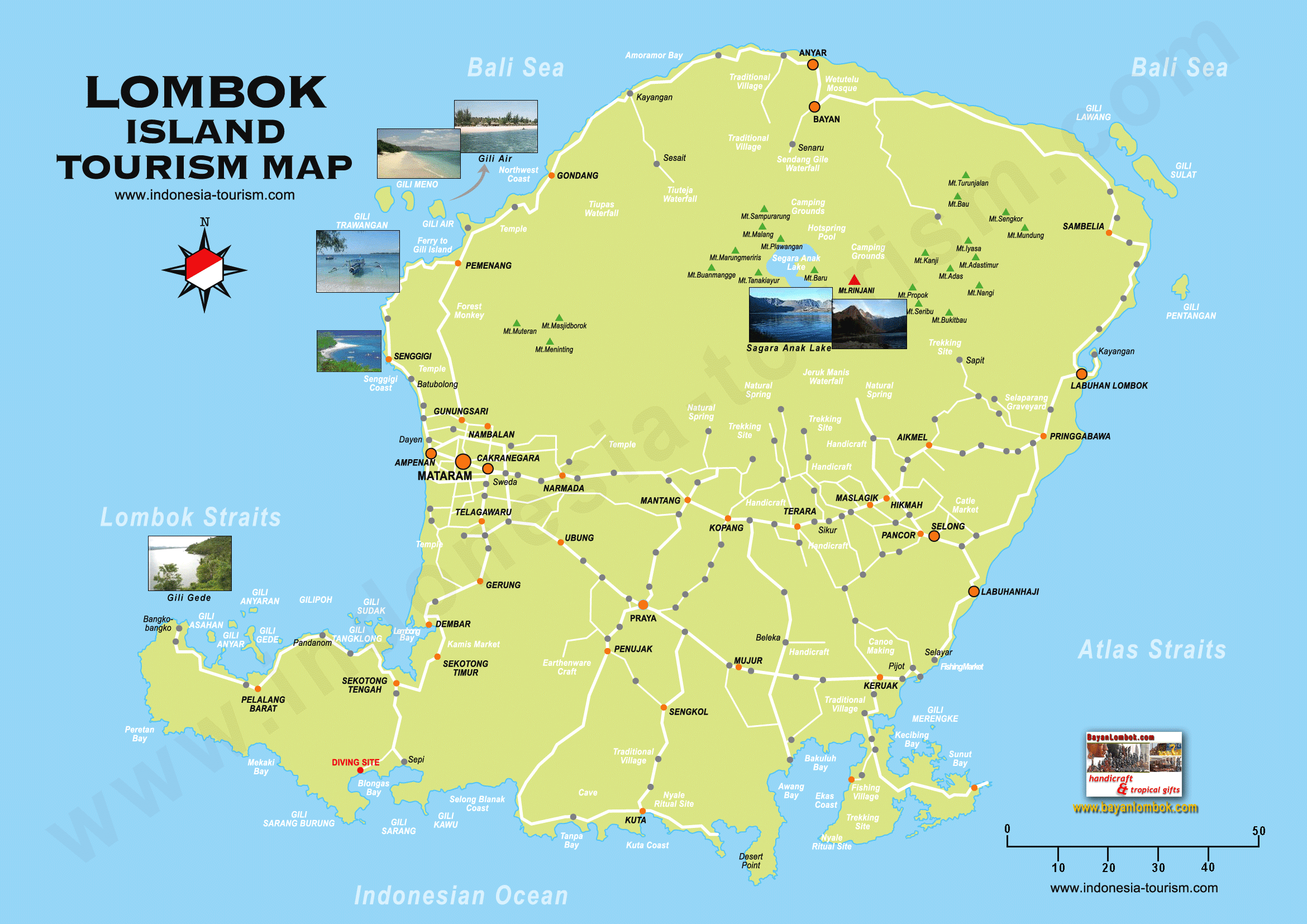 Lombok Island Tourism Map